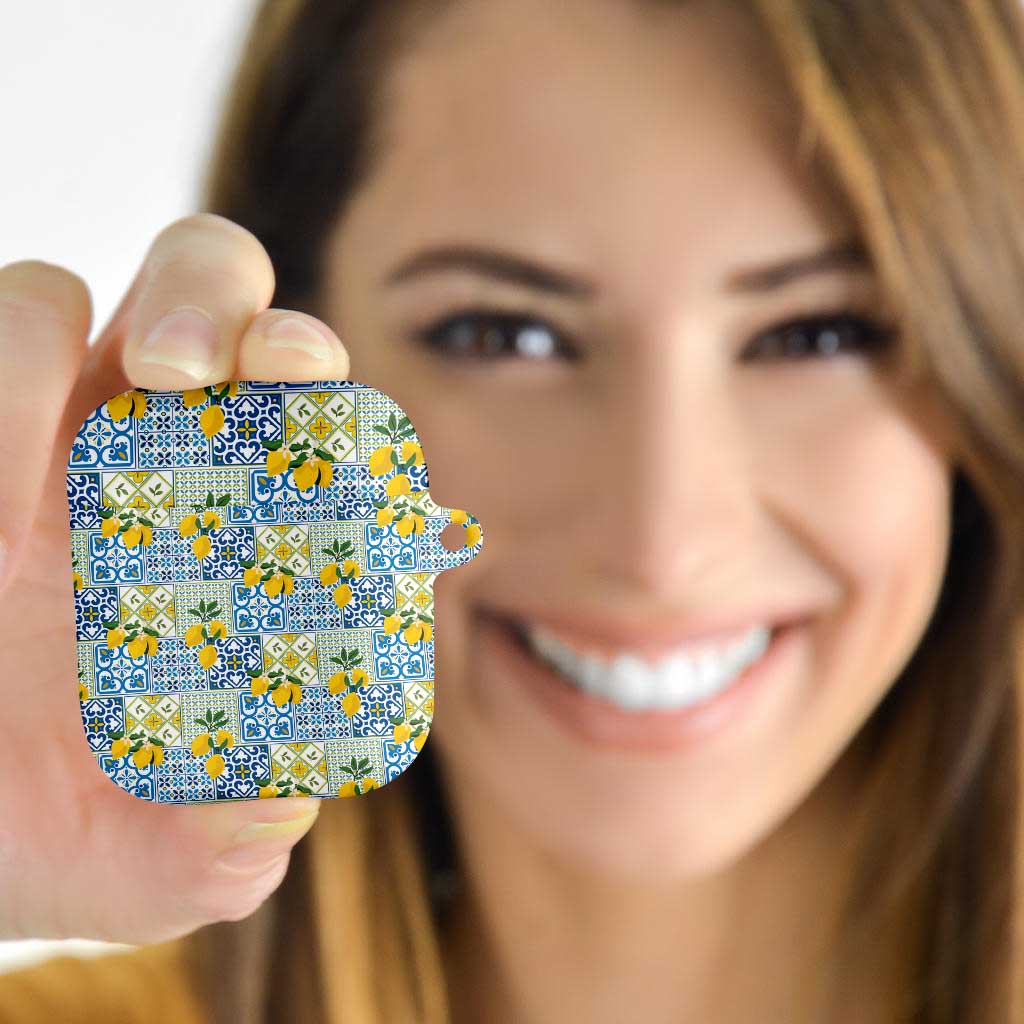 Sicily Italy Lemon Maiolica AirPods Case Sicilian Citrus Tile Mediterranean Art