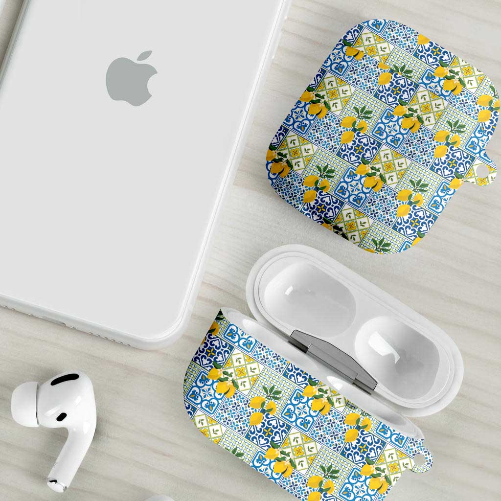 Sicily Italy Lemon Maiolica AirPods Case Sicilian Citrus Tile Mediterranean Art