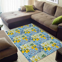 Sicily Italy Lemon Maiolica Area Rug Sicilian Citrus Tile Mediterranean Art
