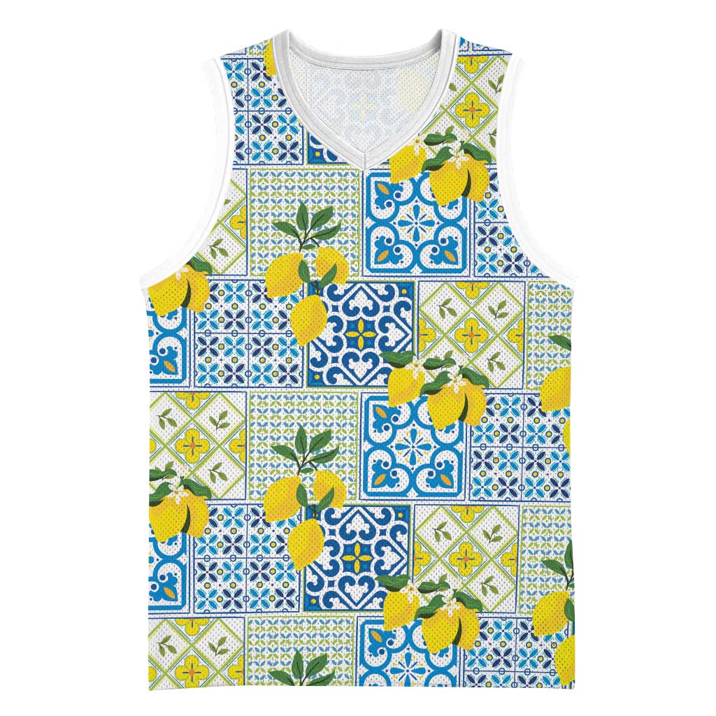 Sicily Italy Lemon Maiolica Basketball Jersey Sicilian Citrus Tile Mediterranean Art