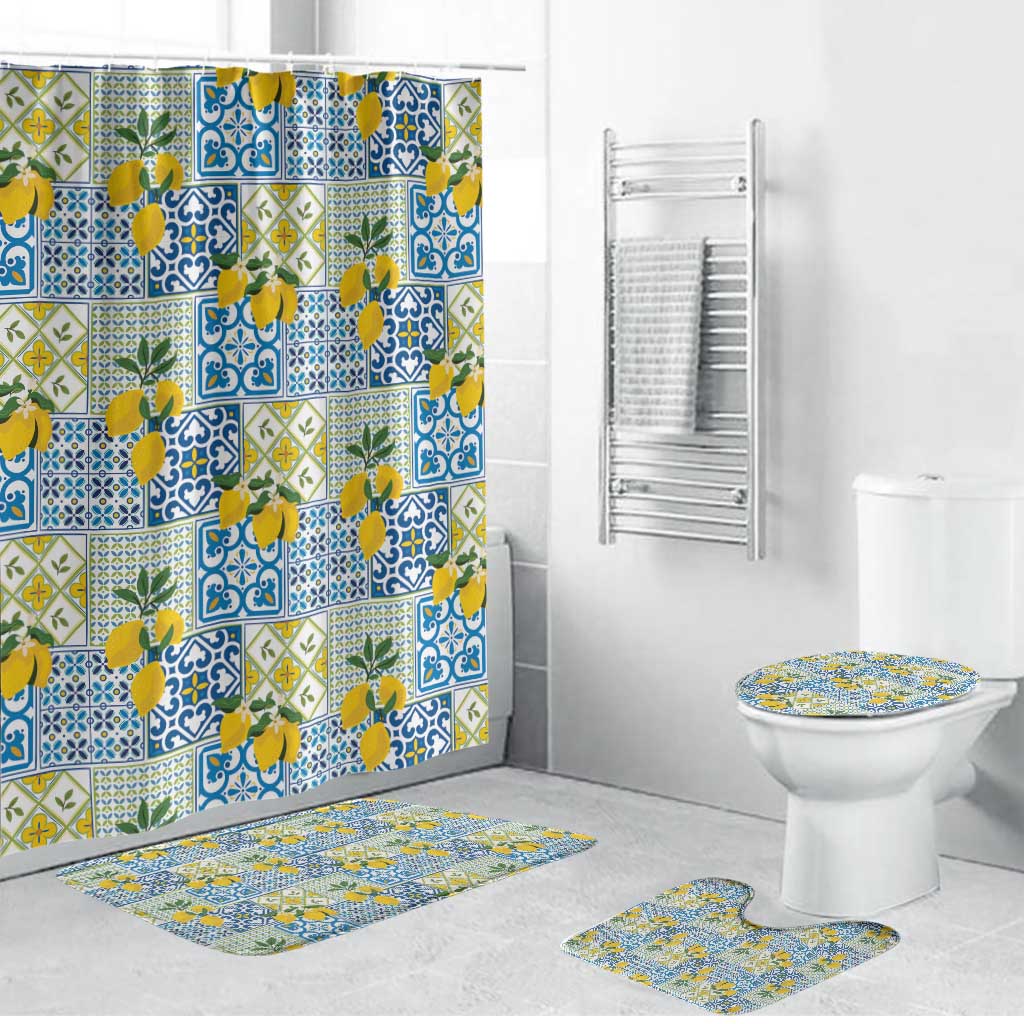 Sicily Italy Lemon Maiolica Bathroom Set Sicilian Citrus Tile Mediterranean Art