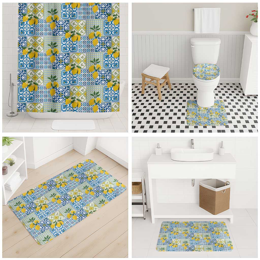 Sicily Italy Lemon Maiolica Bathroom Set Sicilian Citrus Tile Mediterranean Art