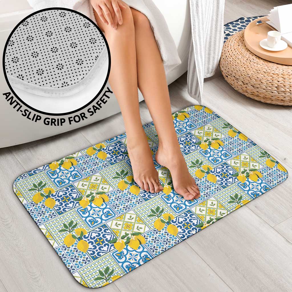 Sicily Italy Lemon Maiolica Bathroom Set Sicilian Citrus Tile Mediterranean Art