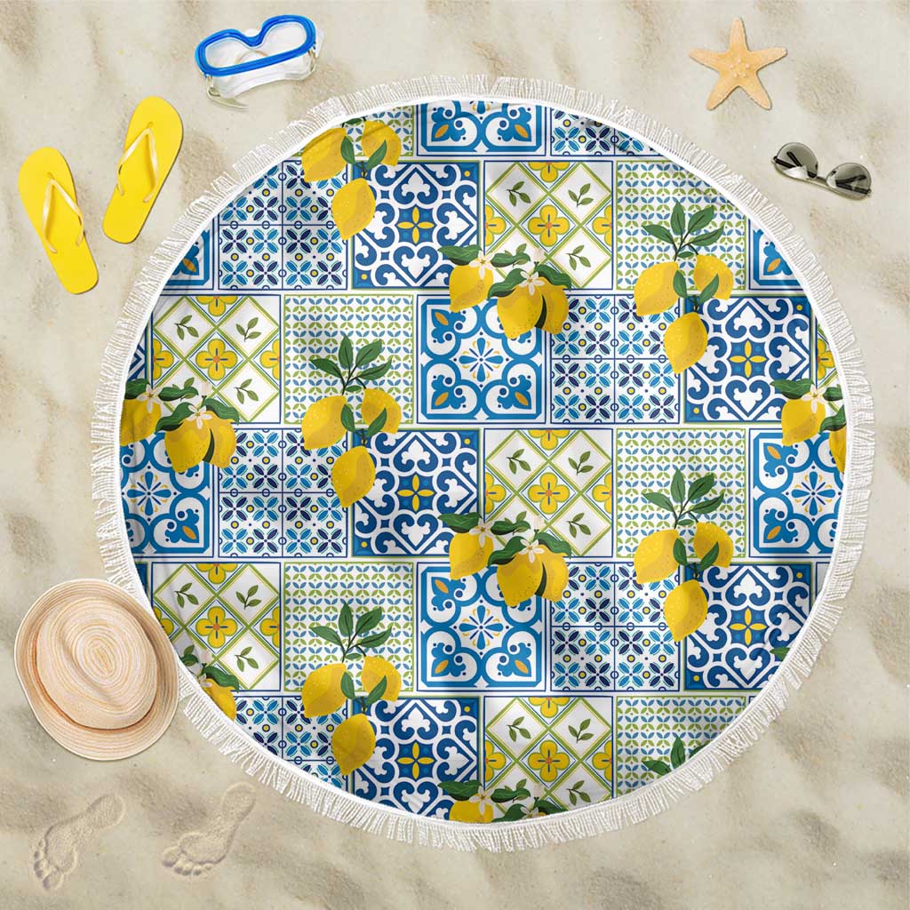 Sicily Italy Lemon Maiolica Beach Blanket Sicilian Citrus Tile Mediterranean Art
