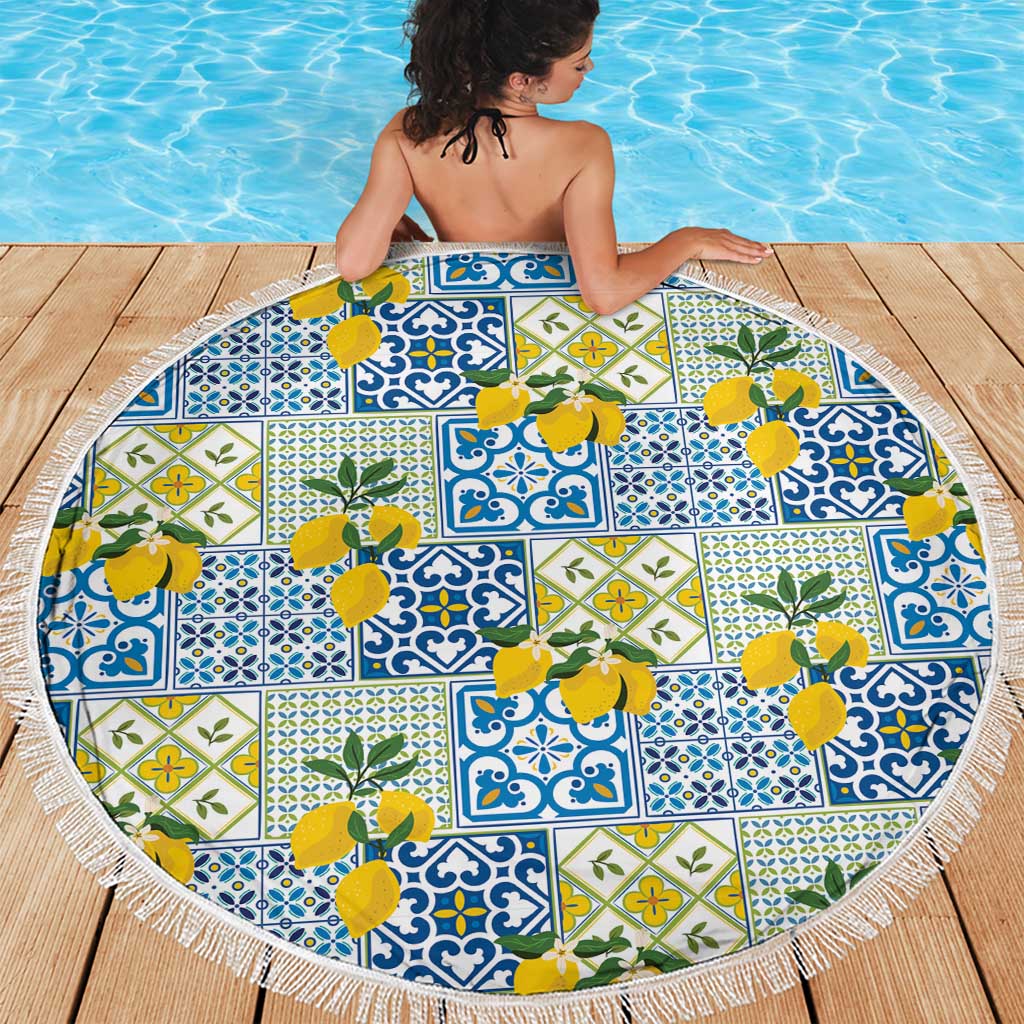 Sicily Italy Lemon Maiolica Beach Blanket Sicilian Citrus Tile Mediterranean Art
