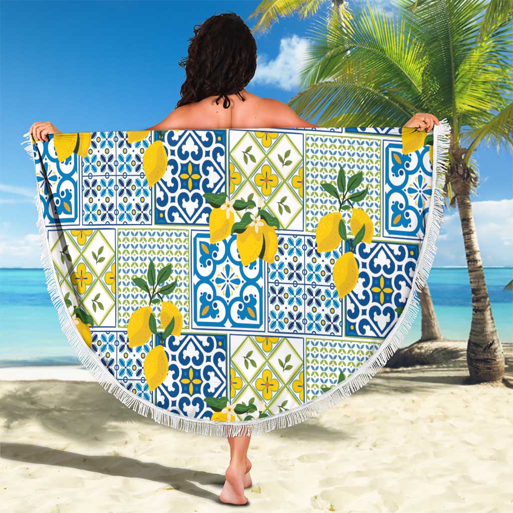 Sicily Italy Lemon Maiolica Beach Blanket Sicilian Citrus Tile Mediterranean Art