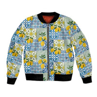 Sicily Italy Lemon Maiolica Bomber Jacket Sicilian Citrus Tile Mediterranean Art