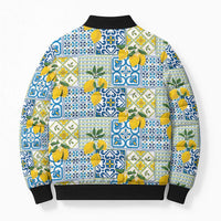 Sicily Italy Lemon Maiolica Bomber Puffer Jacket Sicilian Citrus Tile Mediterranean Art