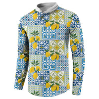 Sicily Italy Lemon Maiolica Button Sweatshirt Sicilian Citrus Tile Mediterranean Art