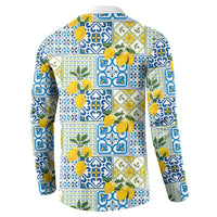 Sicily Italy Lemon Maiolica Button Sweatshirt Sicilian Citrus Tile Mediterranean Art