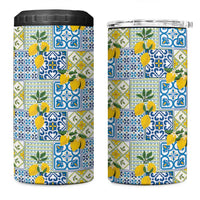 Sicily Italy Lemon Maiolica 4 in 1 Can Cooler Tumbler Sicilian Citrus Tile Mediterranean Art