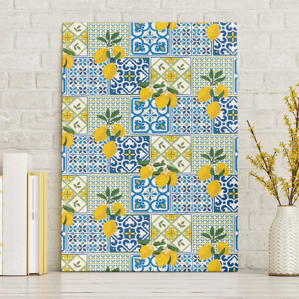 Sicily Italy Lemon Maiolica Canvas Wall Art Sicilian Citrus Tile Mediterranean Art