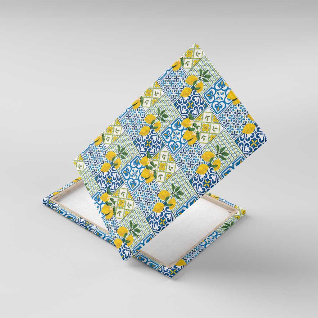 Sicily Italy Lemon Maiolica Canvas Wall Art Sicilian Citrus Tile Mediterranean Art