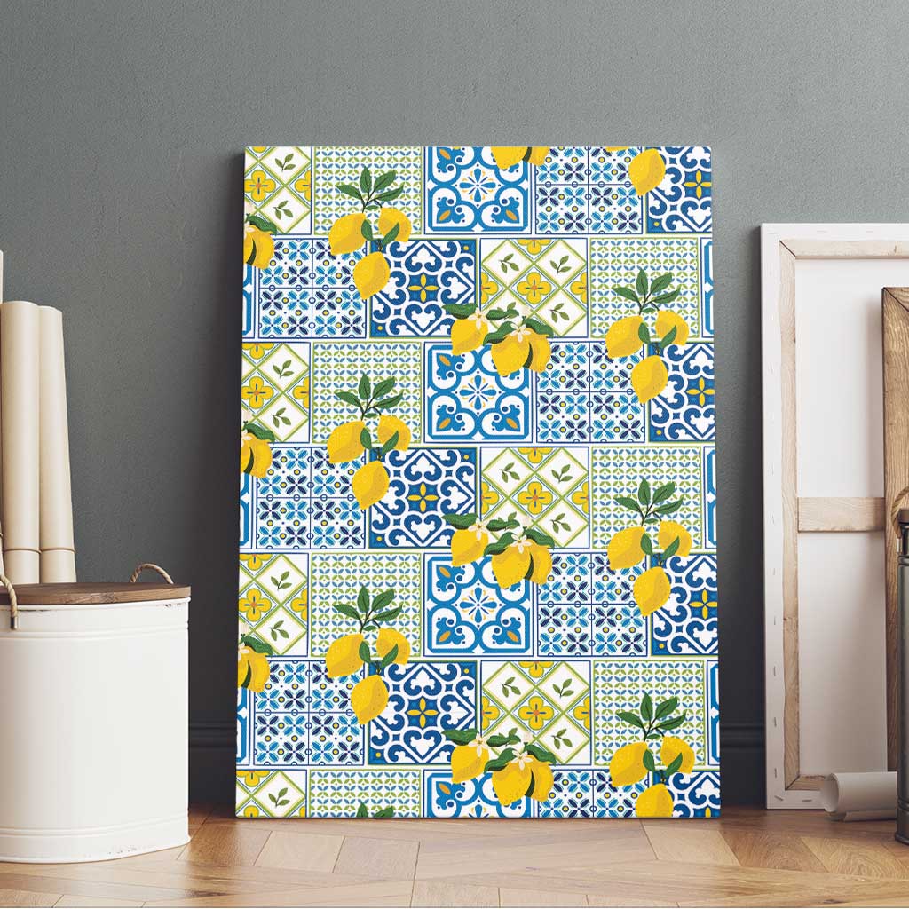 Sicily Italy Lemon Maiolica Canvas Wall Art Sicilian Citrus Tile Mediterranean Art