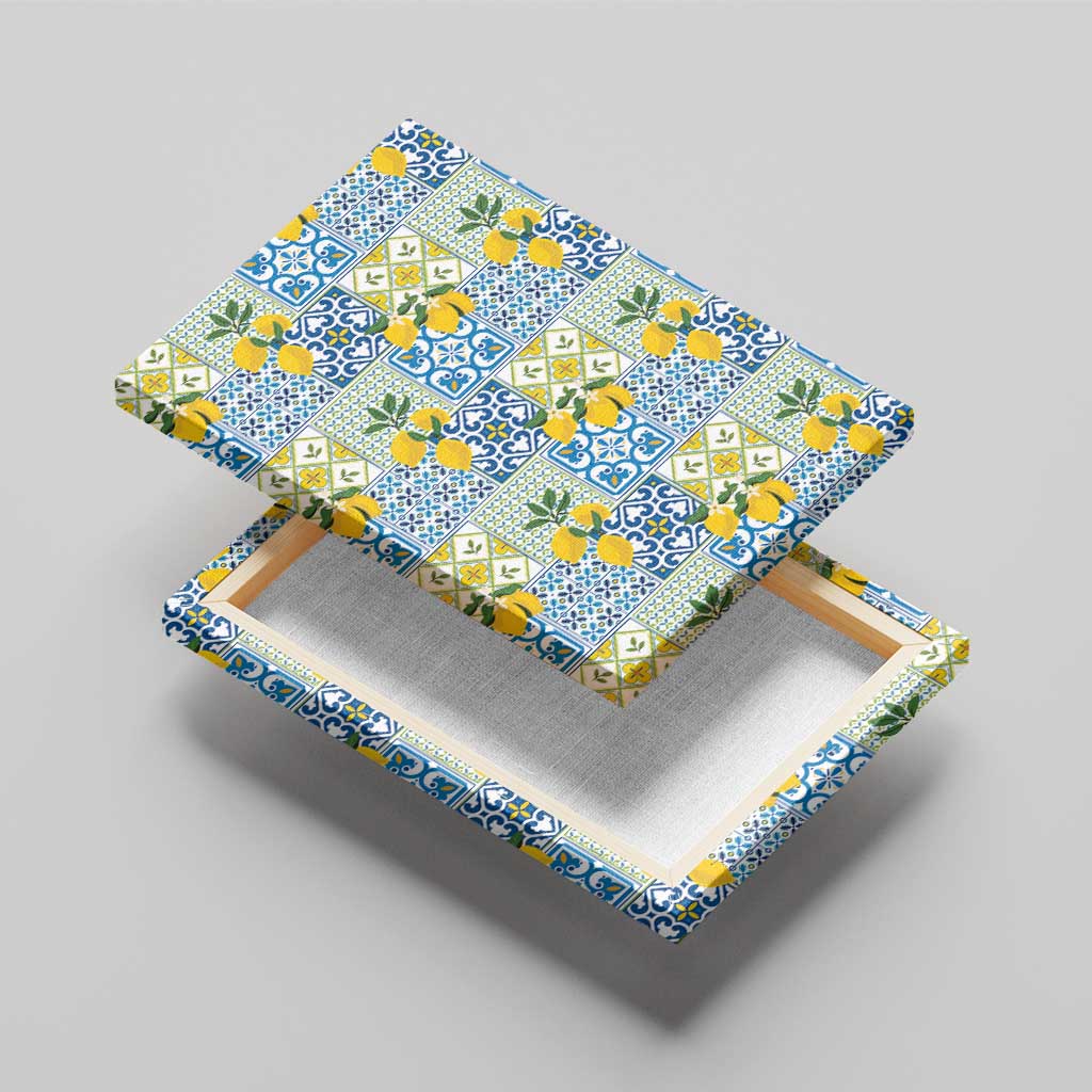 Sicily Italy Lemon Maiolica Canvas Wall Art Sicilian Citrus Tile Mediterranean Art