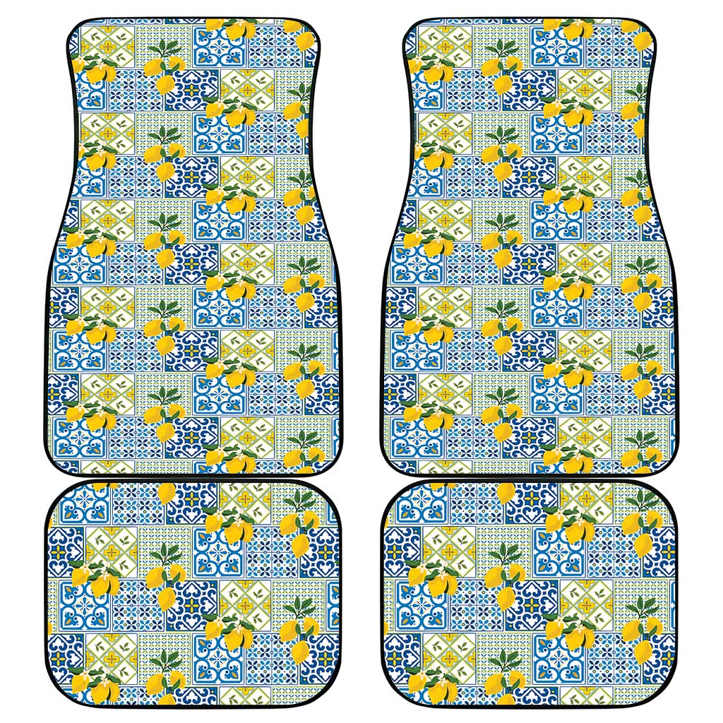 Sicily Italy Lemon Maiolica Car Mats Sicilian Citrus Tile Mediterranean Art