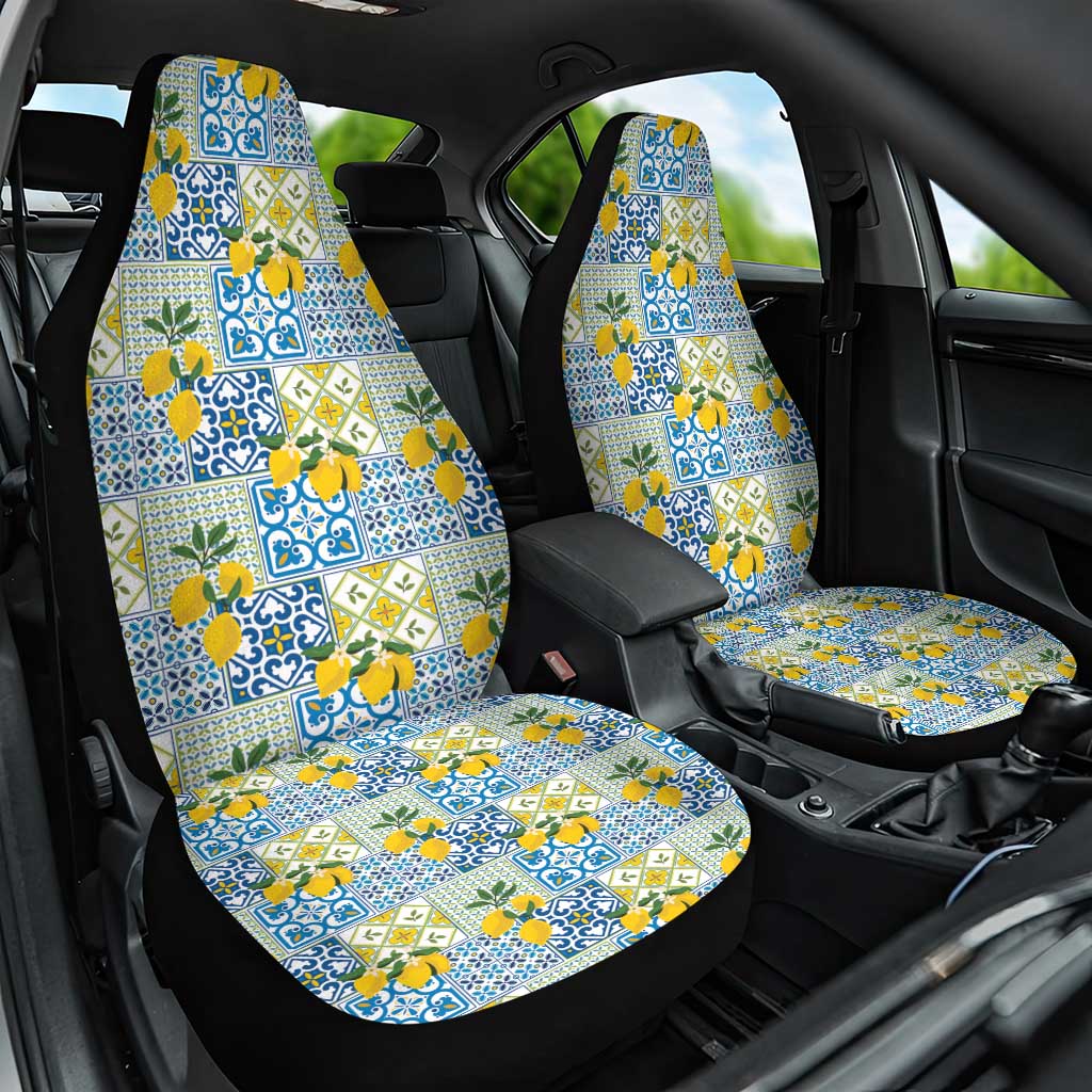 Sicily Italy Lemon Maiolica Car Seat Cover Sicilian Citrus Tile Mediterranean Art