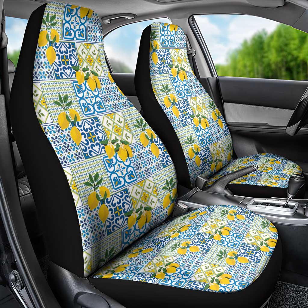 Sicily Italy Lemon Maiolica Car Seat Cover Sicilian Citrus Tile Mediterranean Art