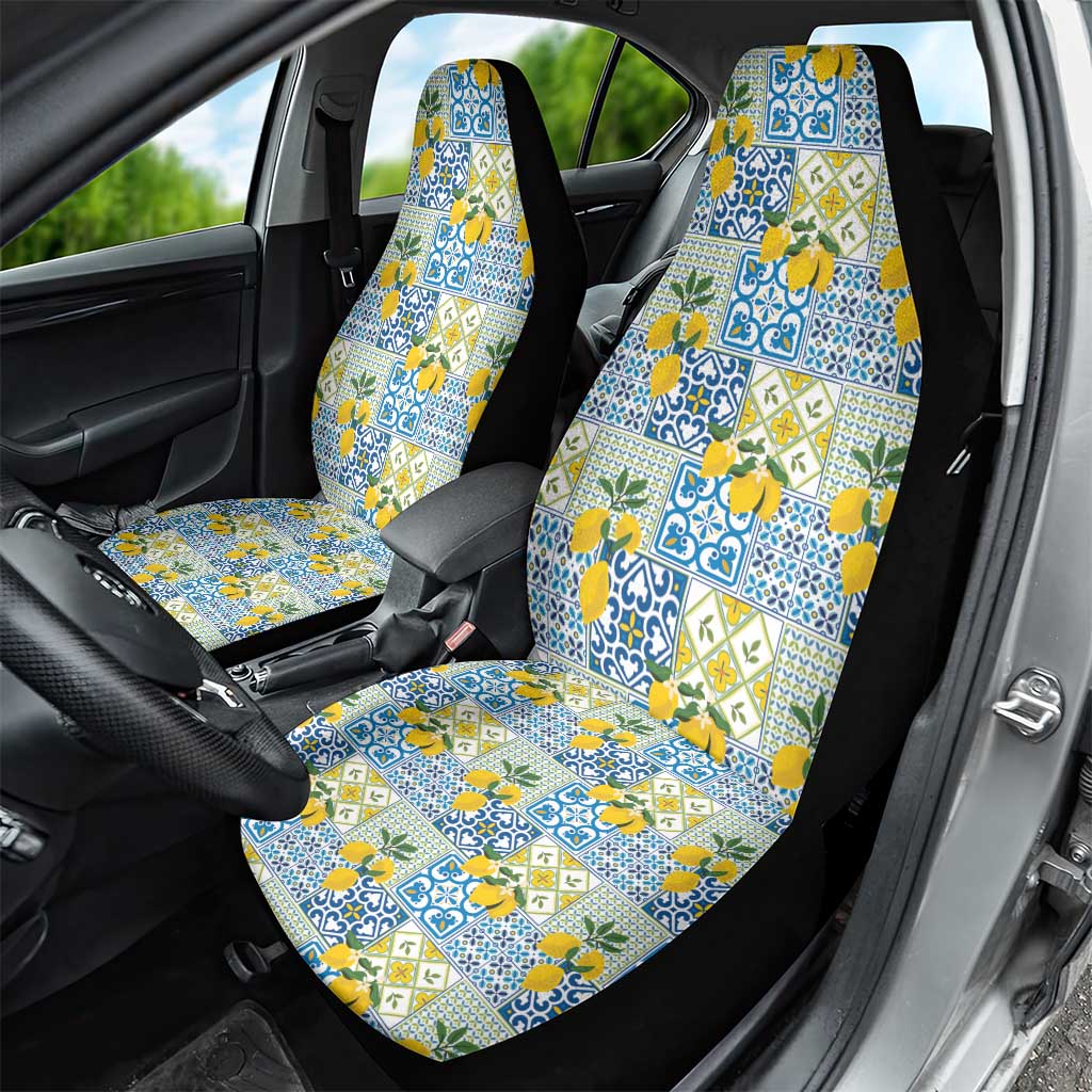 Sicily Italy Lemon Maiolica Car Seat Cover Sicilian Citrus Tile Mediterranean Art