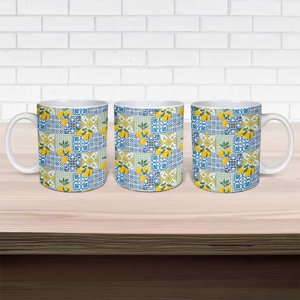 Sicily Italy Lemon Maiolica Ceramic Mug Sicilian Citrus Tile Mediterranean Art