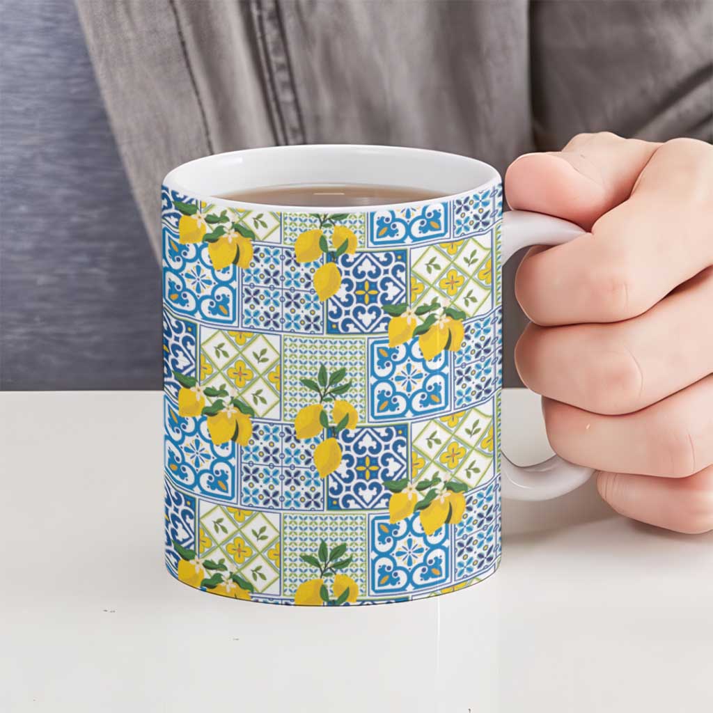 Sicily Italy Lemon Maiolica Ceramic Mug Sicilian Citrus Tile Mediterranean Art