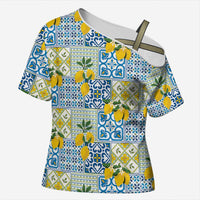 Sicily Italy Lemon Maiolica Cross Shoulder Shirt Sicilian Citrus Tile Mediterranean Art