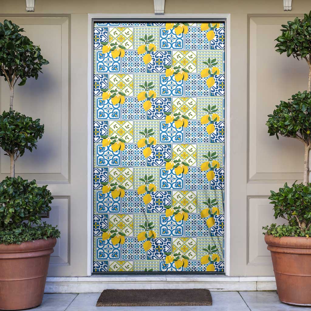 Sicily Italy Lemon Maiolica Door Cover Sicilian Citrus Tile Mediterranean Art