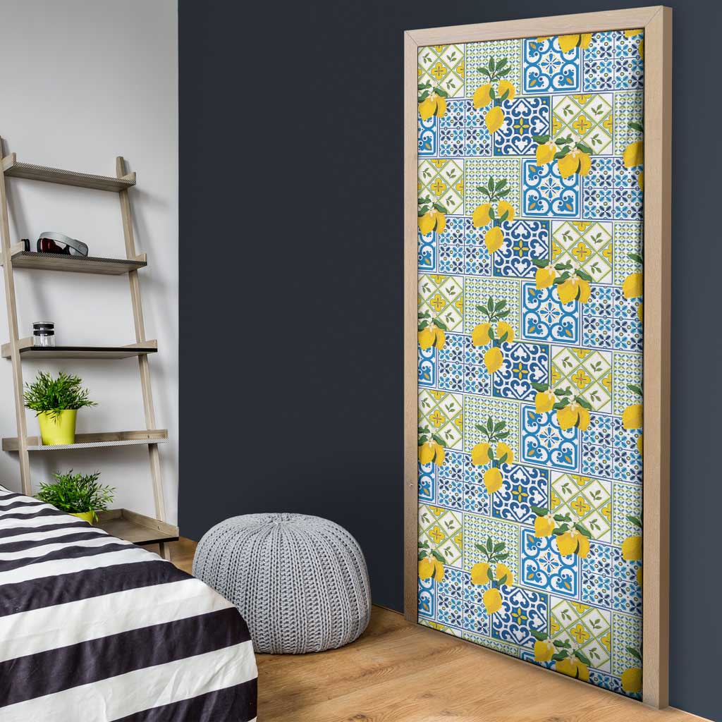 Sicily Italy Lemon Maiolica Door Cover Sicilian Citrus Tile Mediterranean Art