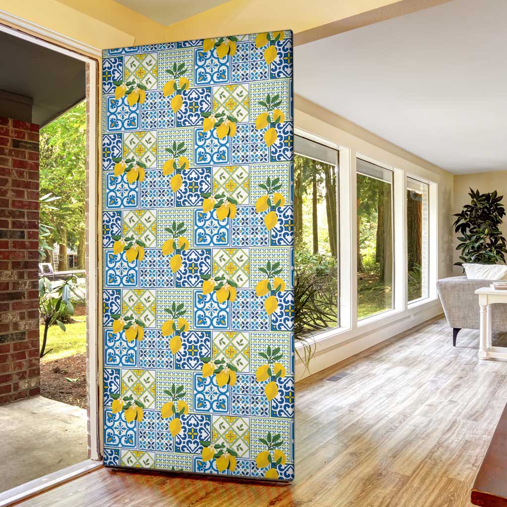 Sicily Italy Lemon Maiolica Door Cover Sicilian Citrus Tile Mediterranean Art