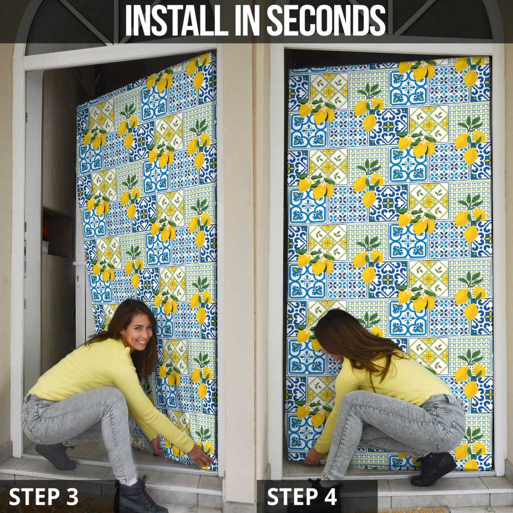 Sicily Italy Lemon Maiolica Door Cover Sicilian Citrus Tile Mediterranean Art