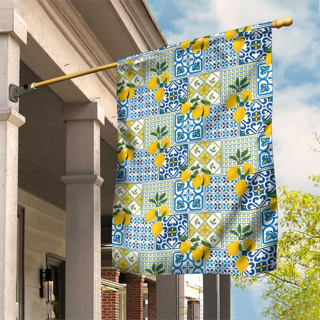 Sicily Italy Lemon Maiolica Garden Flag Sicilian Citrus Tile Mediterranean Art
