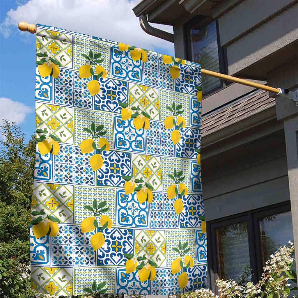 Sicily Italy Lemon Maiolica Garden Flag Sicilian Citrus Tile Mediterranean Art