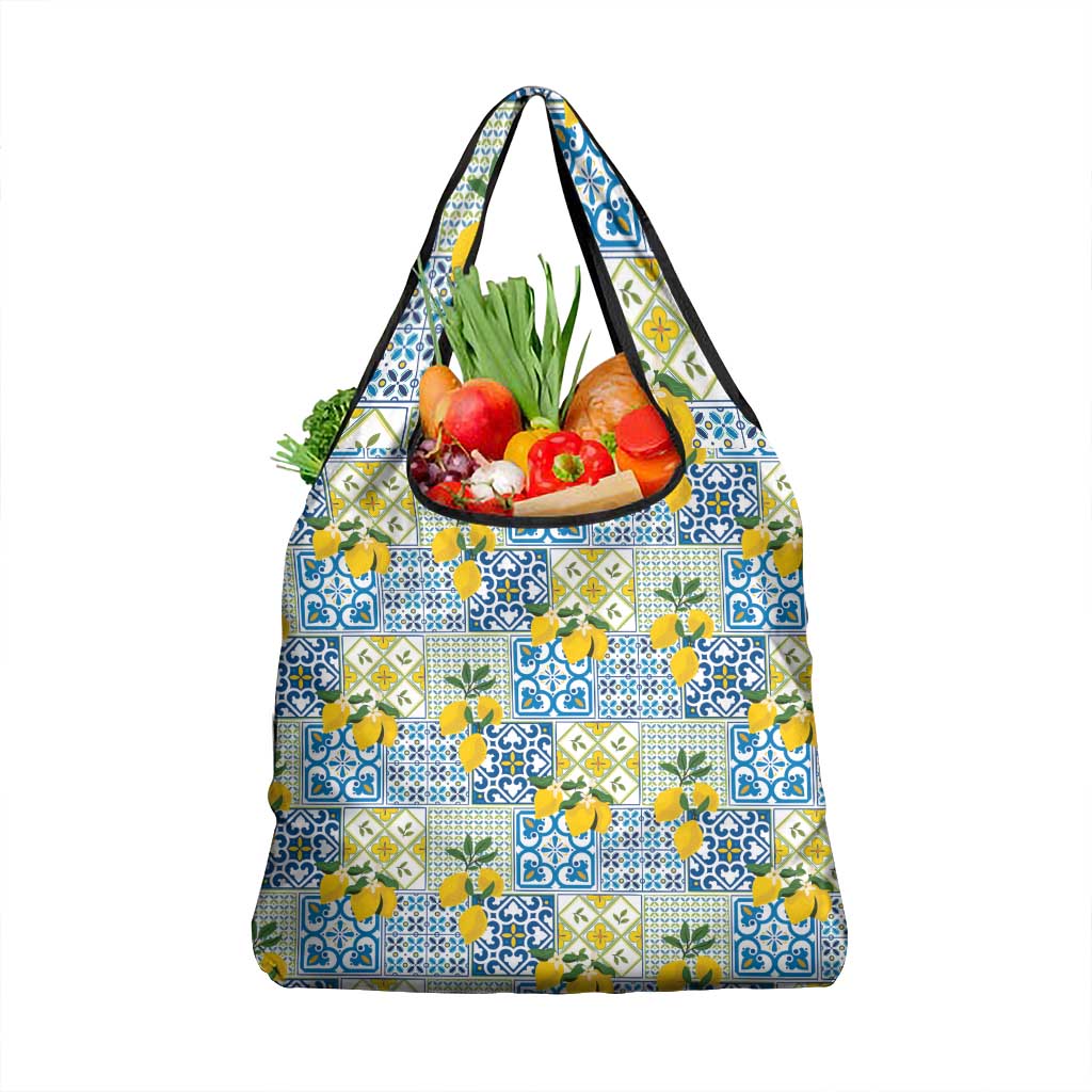 Sicily Italy Lemon Maiolica Grocery Bag Sicilian Citrus Tile Mediterranean Art