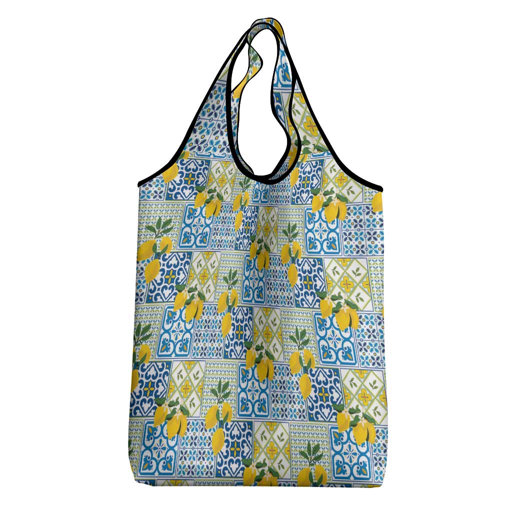 Sicily Italy Lemon Maiolica Grocery Bag Sicilian Citrus Tile Mediterranean Art