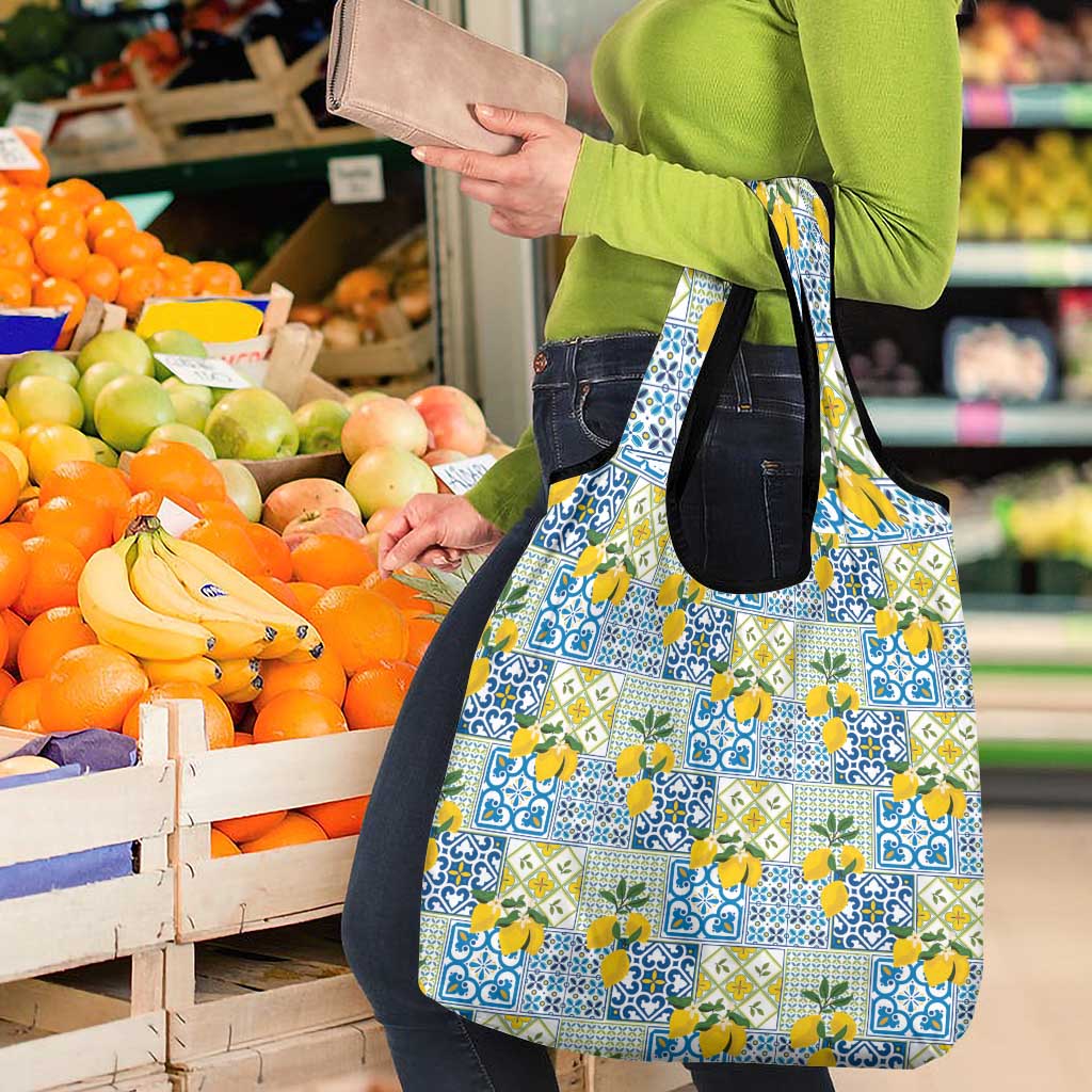 Sicily Italy Lemon Maiolica Grocery Bag Sicilian Citrus Tile Mediterranean Art