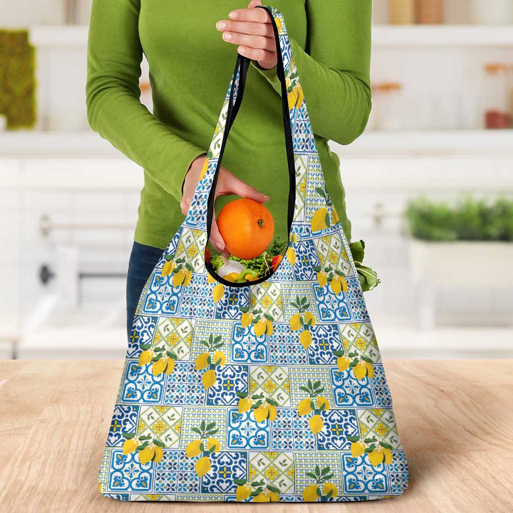 Sicily Italy Lemon Maiolica Grocery Bag Sicilian Citrus Tile Mediterranean Art