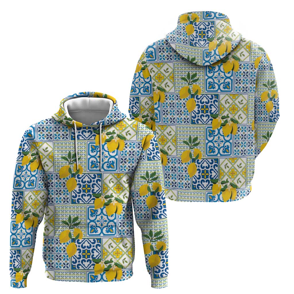 Sicily Italy Lemon Maiolica Hoodie Sicilian Citrus Tile Mediterranean Art