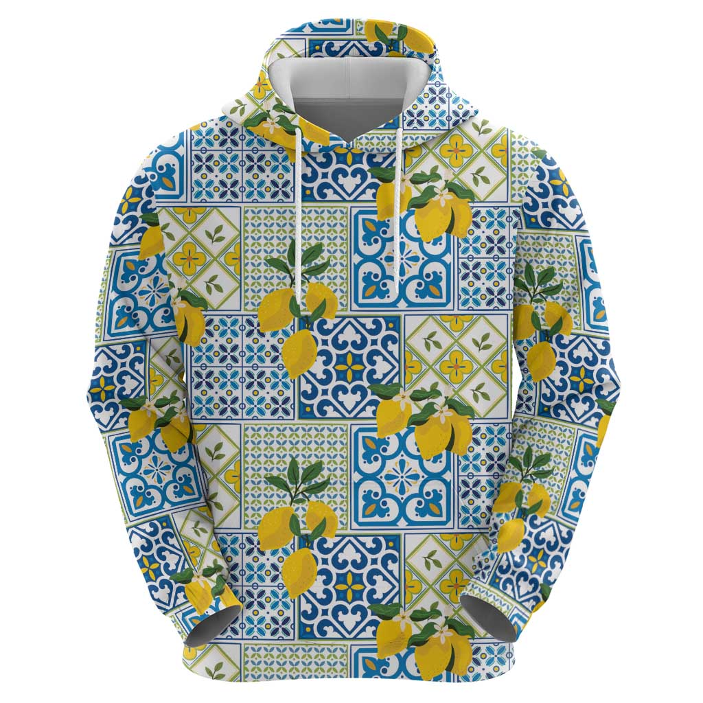 Sicily Italy Lemon Maiolica Hoodie Sicilian Citrus Tile Mediterranean Art