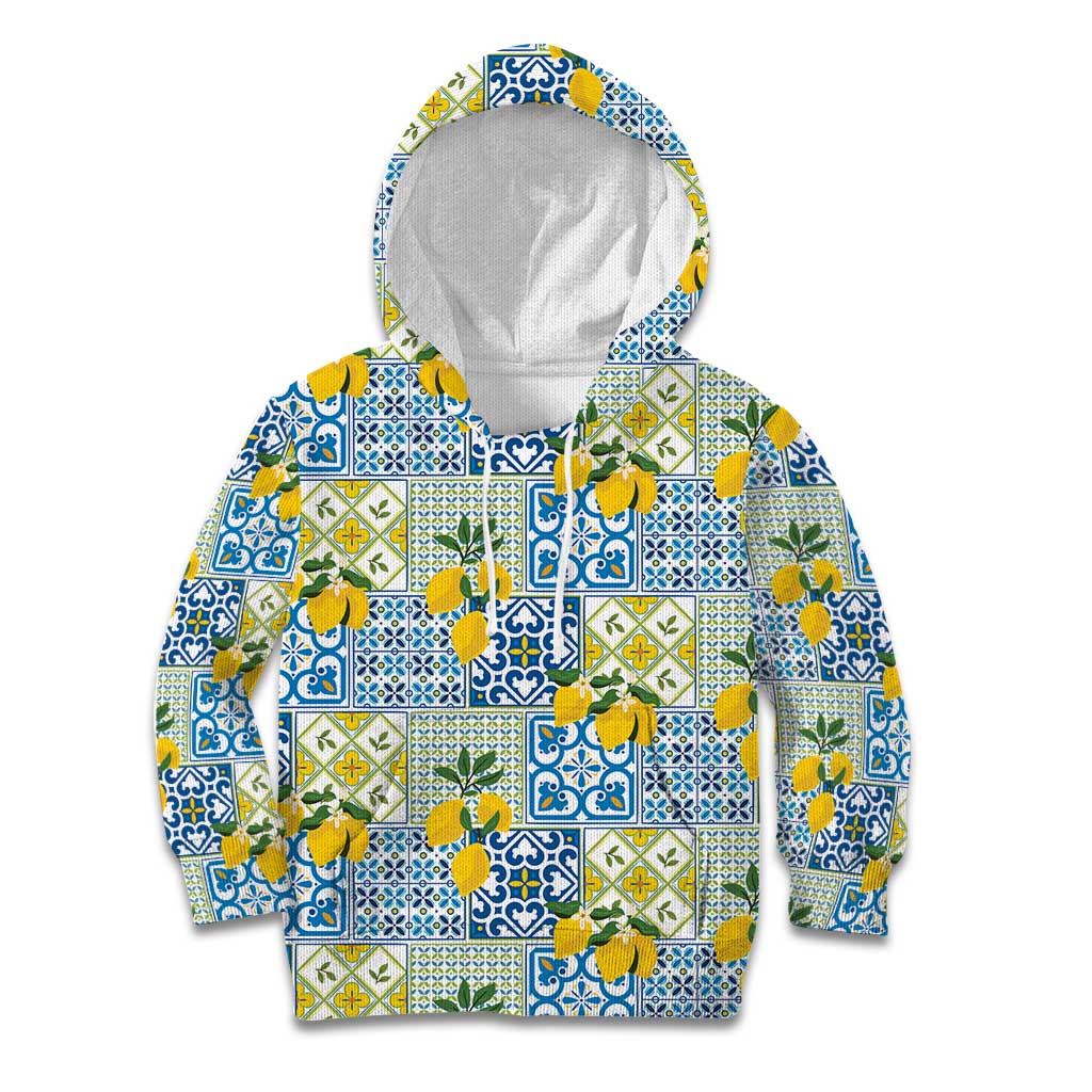Sicily Italy Lemon Maiolica Kid Hoodie Sicilian Citrus Tile Mediterranean Art
