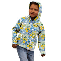 Sicily Italy Lemon Maiolica Kid Hoodie Sicilian Citrus Tile Mediterranean Art
