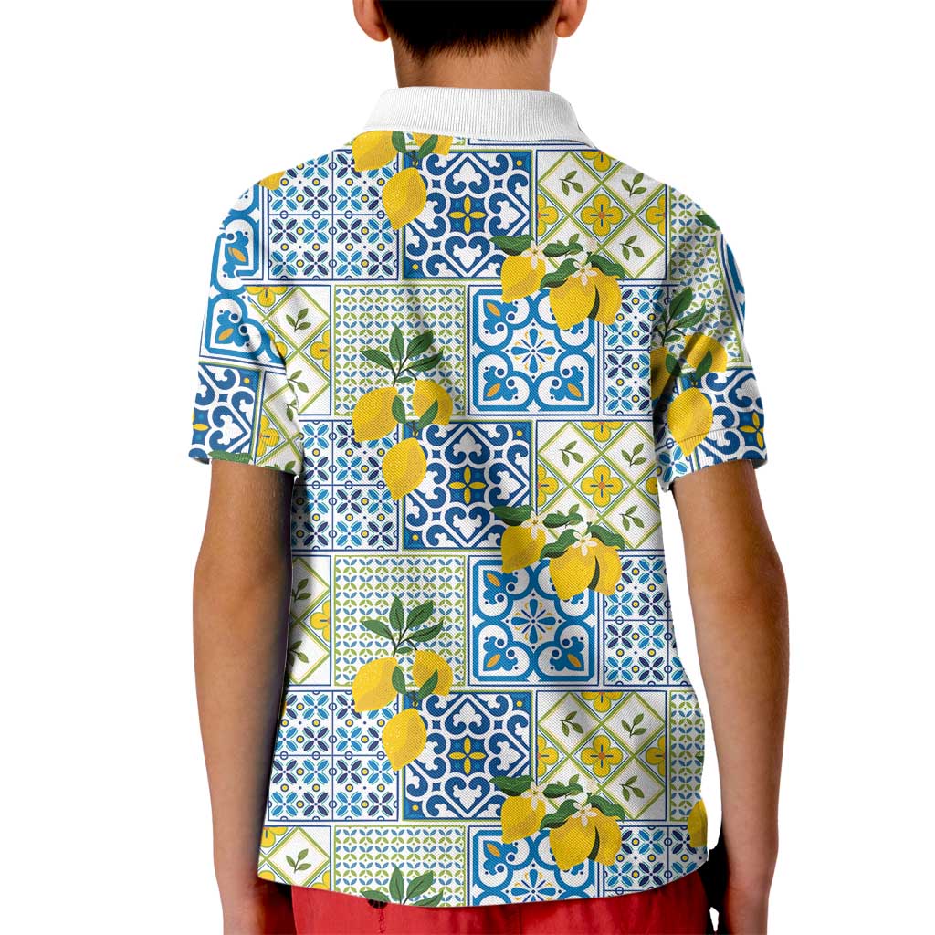 Sicily Italy Lemon Maiolica Kid Polo Shirt Sicilian Citrus Tile Mediterranean Art
