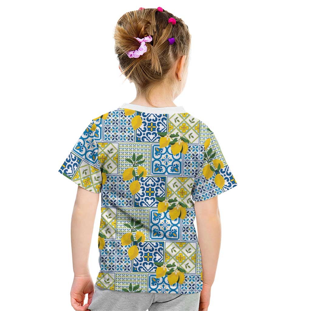 Sicily Italy Lemon Maiolica Kid T Shirt Sicilian Citrus Tile Mediterranean Art