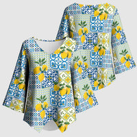 Sicily Italy Lemon Maiolica Kimono Sleeve Blouse Sicilian Citrus Tile Mediterranean Art