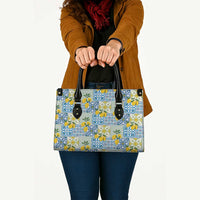 Sicily Italy Lemon Maiolica Leather Bag Sicilian Citrus Tile Mediterranean Art