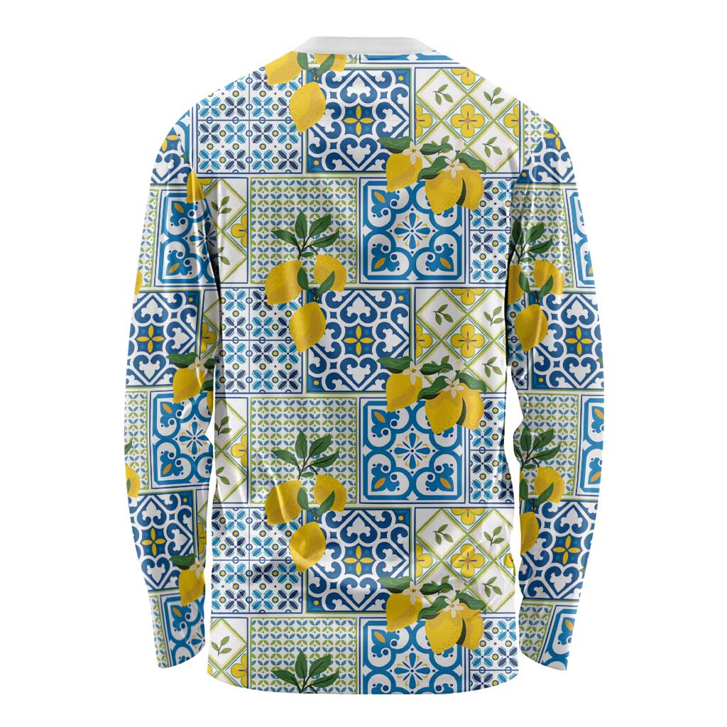 Sicily Italy Lemon Maiolica Long Sleeve Shirt Sicilian Citrus Tile Mediterranean Art