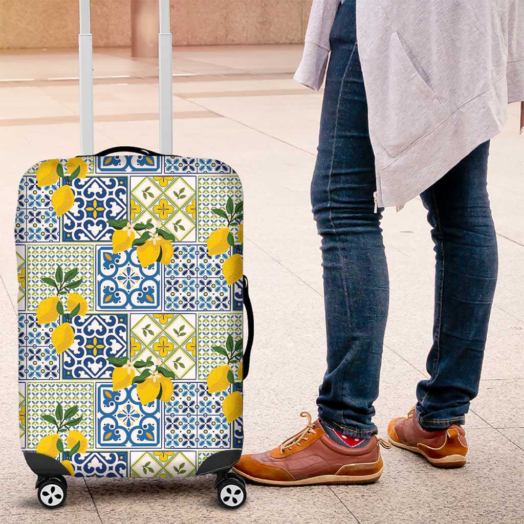 Sicily Italy Lemon Maiolica Luggage Cover Sicilian Citrus Tile Mediterranean Art