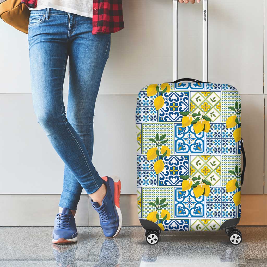 Sicily Italy Lemon Maiolica Luggage Cover Sicilian Citrus Tile Mediterranean Art