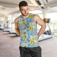Sicily Italy Lemon Maiolica Men Tank Top Sicilian Citrus Tile Mediterranean Art