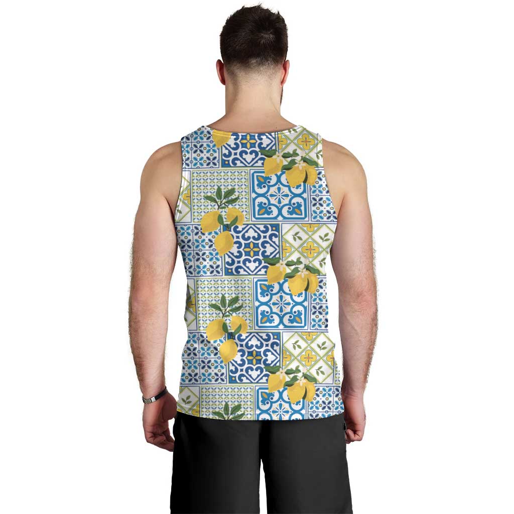 Sicily Italy Lemon Maiolica Men Tank Top Sicilian Citrus Tile Mediterranean Art