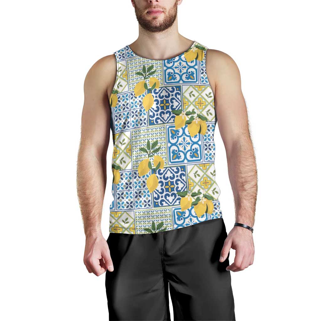 Sicily Italy Lemon Maiolica Men Tank Top Sicilian Citrus Tile Mediterranean Art